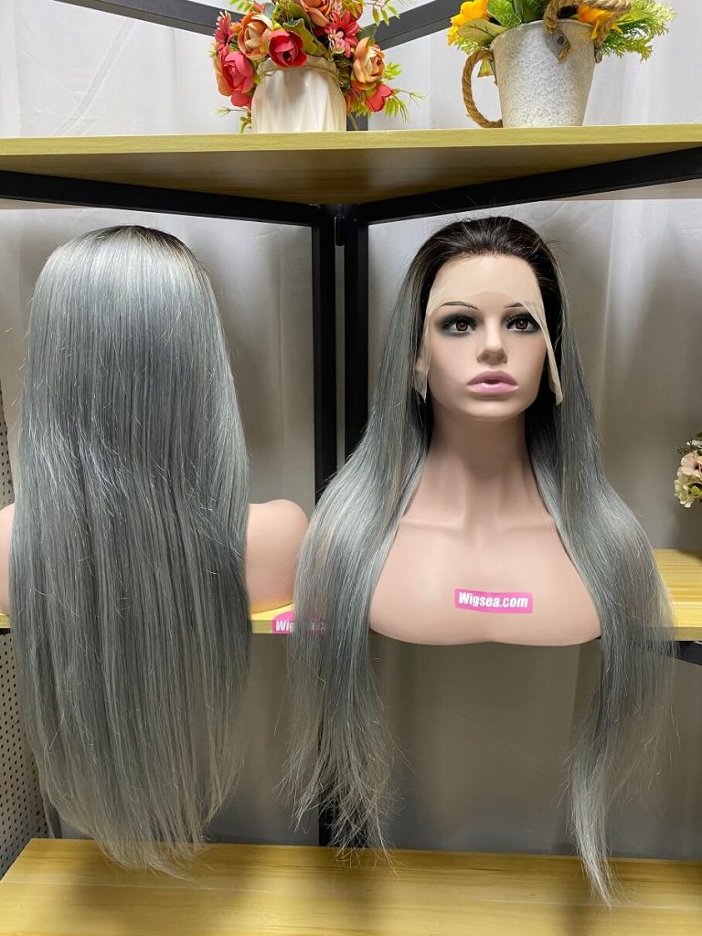 lace front wig gray